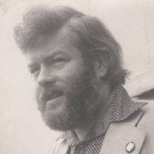 A 3/4 profile photo of Michael Longley in 1975