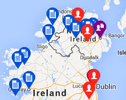 A thumbnail of a map visualization of places associated with the Belfast Group