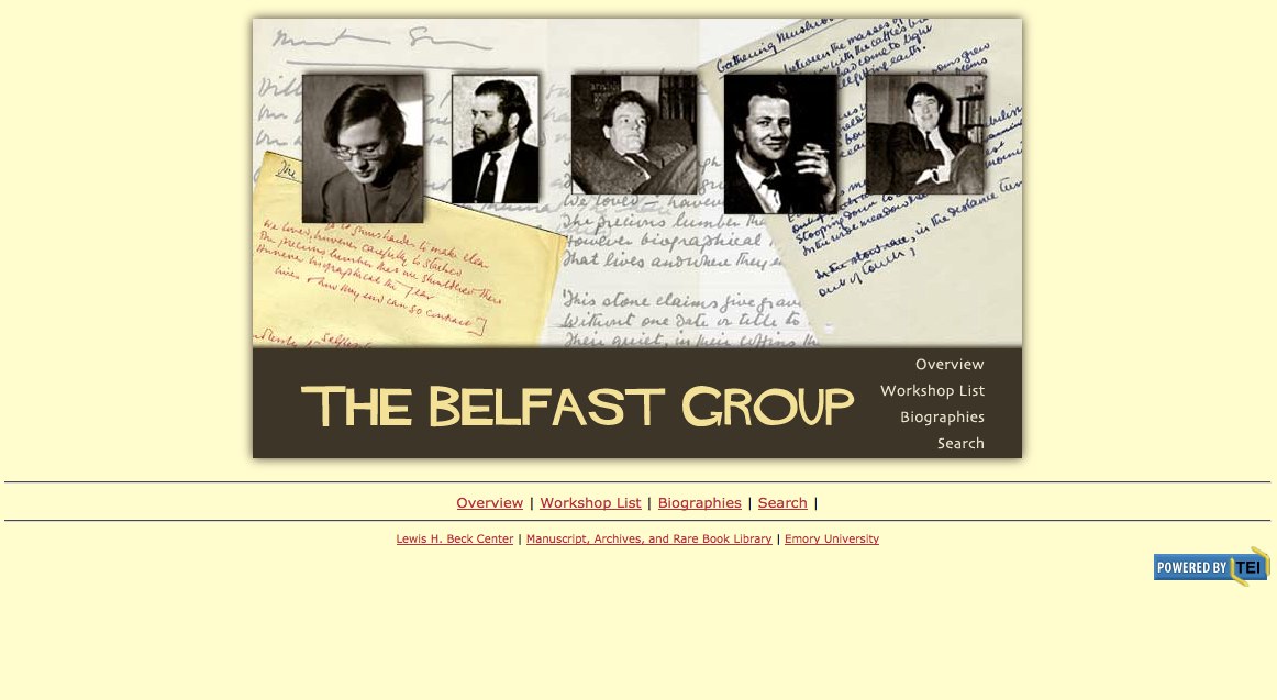 A screenshot of the circa 2000 website for the Belfast Group